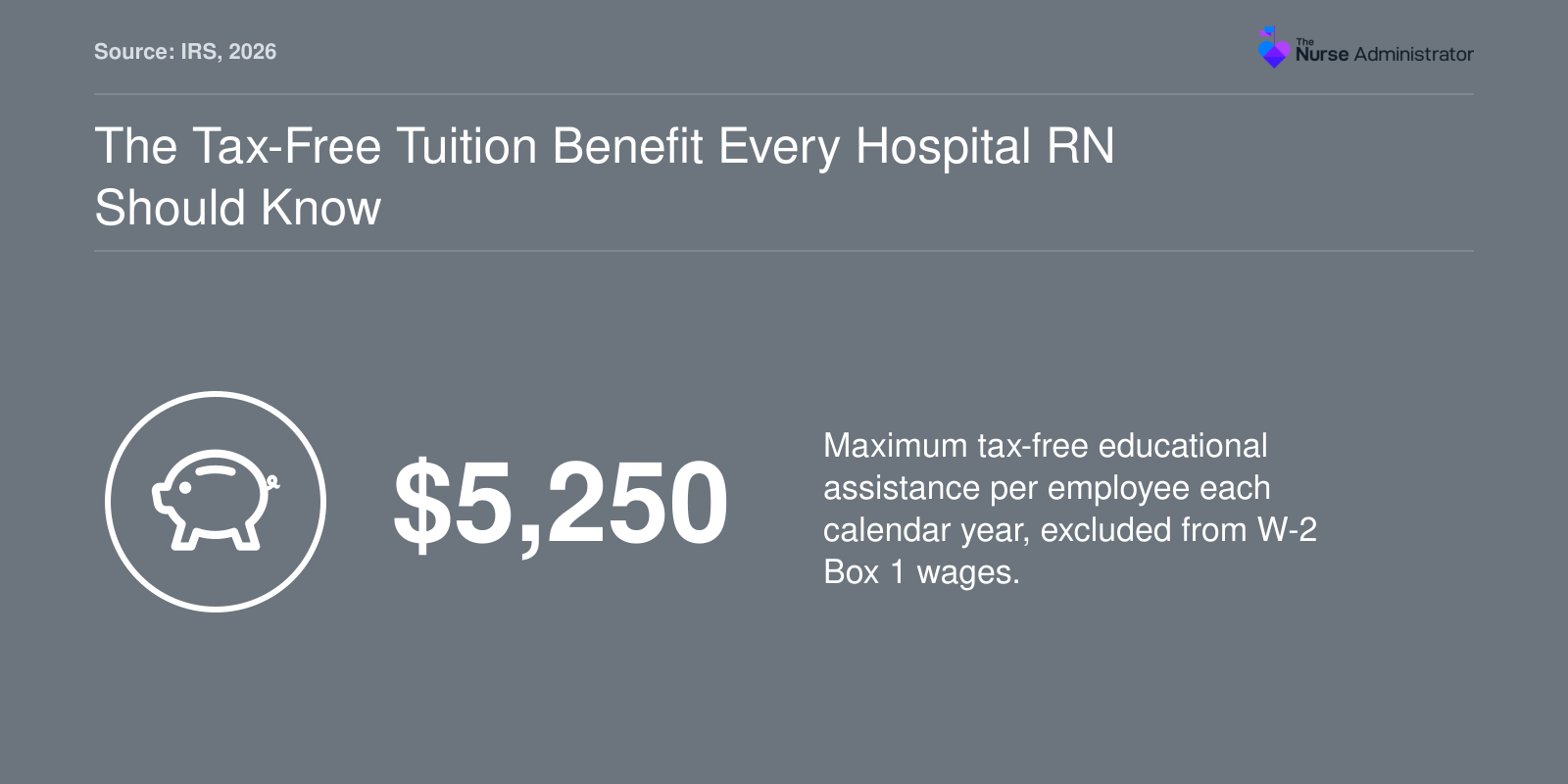 IRS Section 127 allows $5,250 in tax-free employer educational assistance per employee per year, applicable for tax year 2026